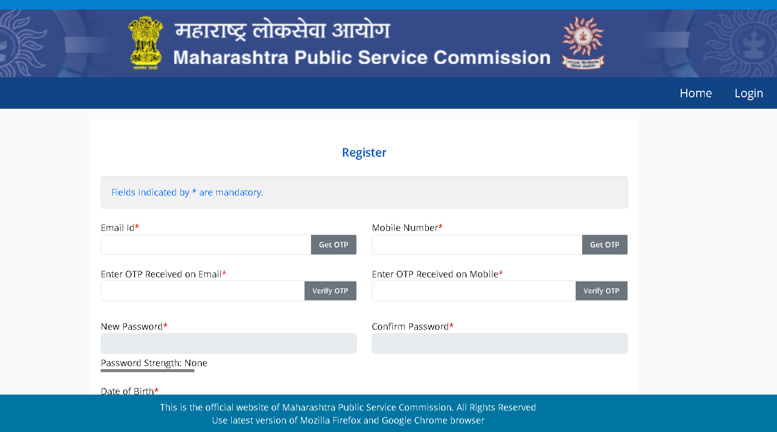 New Registration Page